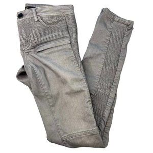 Maje Womens Skinny Moto‎ Jeans Size 34 Gray Zipper Ankles Low Rise Funky Jeans